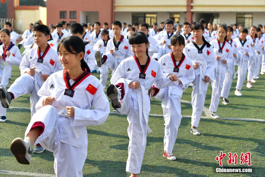 海口千名学生每天集体打跆拳道 诵读国学经典