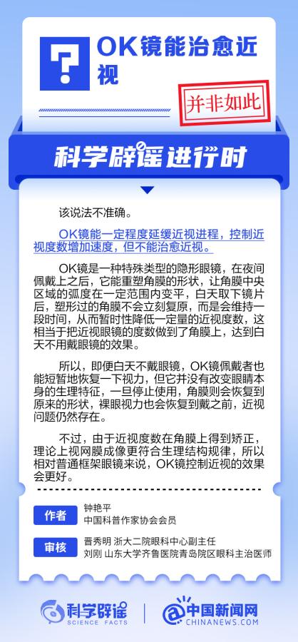 OK镜能治愈近视吗？